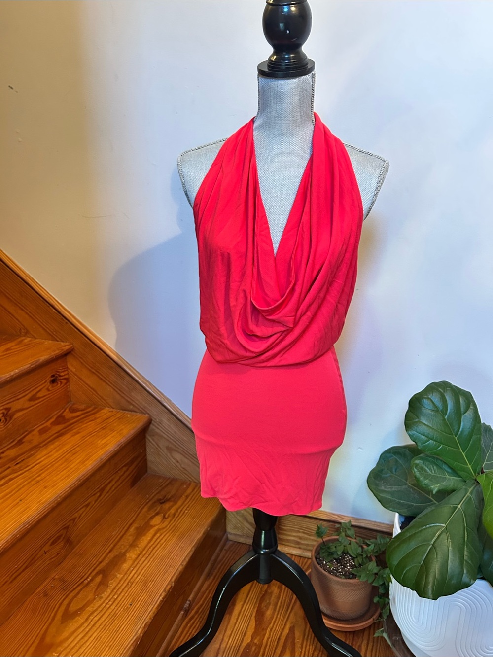 Pink Halter Draped Mini Dress